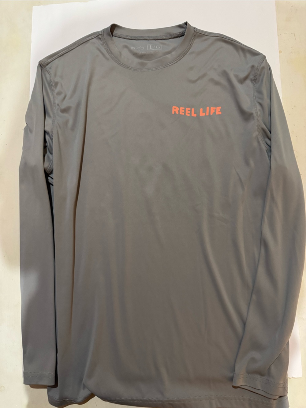 Men's Grey Long-Sleeve Performance fishing shirt with Coral Accent